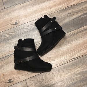 Black Suede Wedge Boots